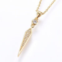 304 Stainless Steel Cubic Zirconia Drop Gold Necklace