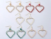Faceted Glass Dangle Heart Earrings - 5 Colours